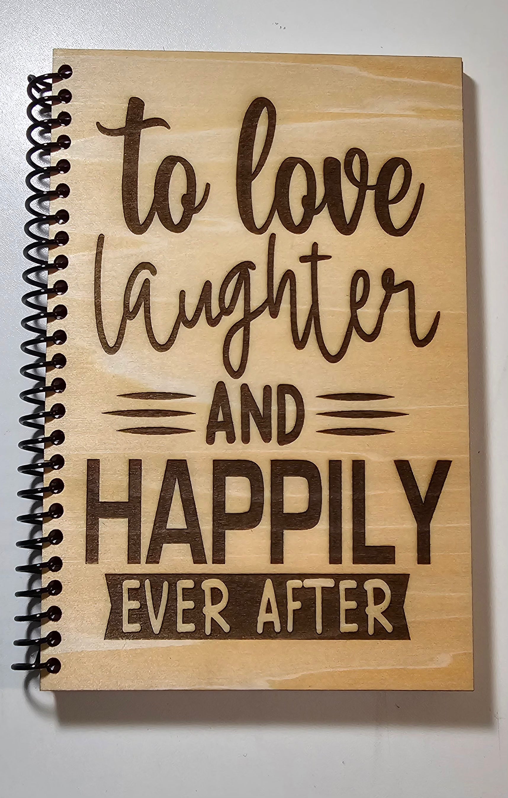 Wood cover notebook - Happily ever after