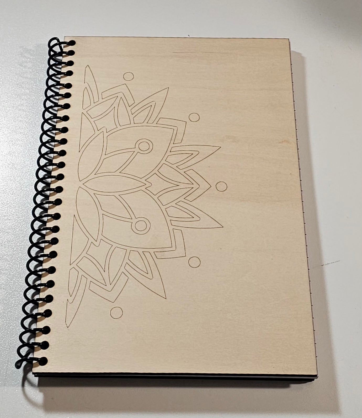 Wood cover notebook  - Flowers 4