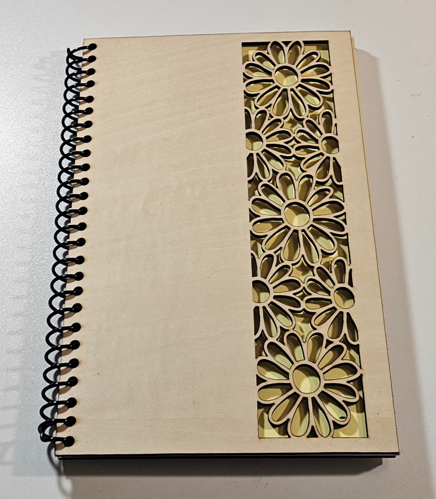 Wood cover notebook - Flowers 3