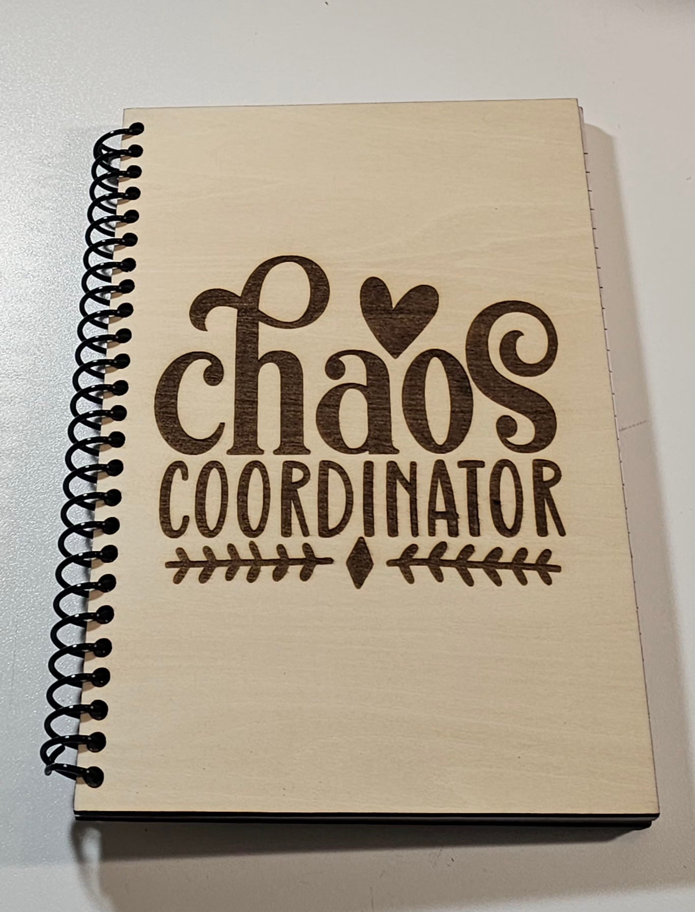 Wood cover notebook  - Chaos Coordinator