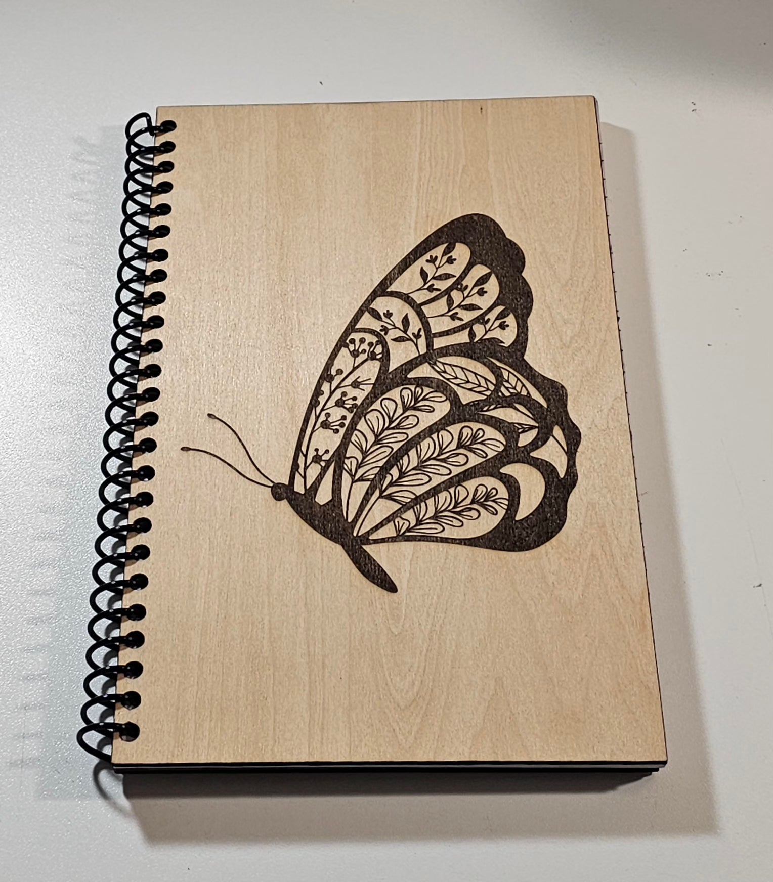 Wood cover notebook - Butterfly