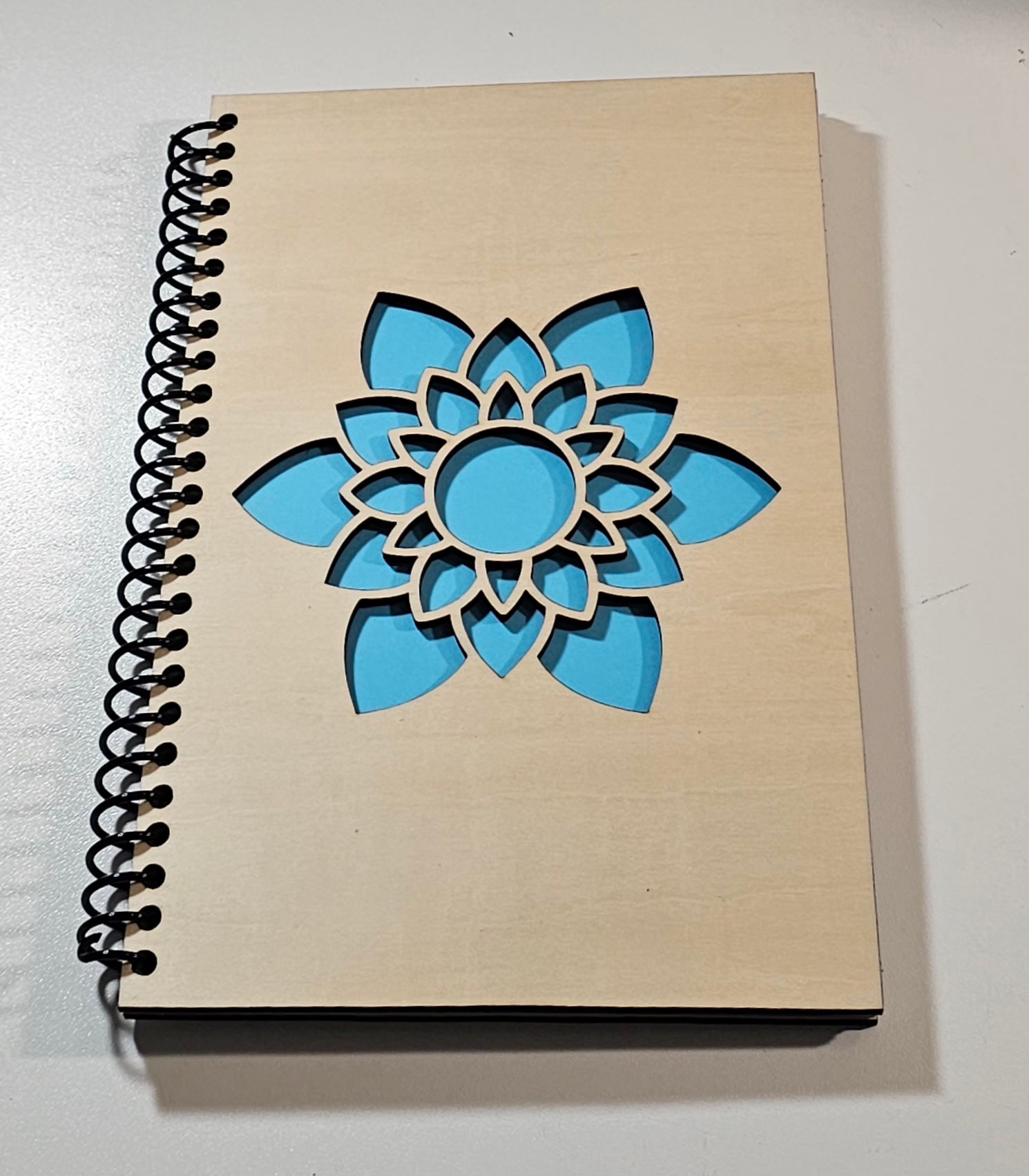 Wood cover notebook- Flower 2