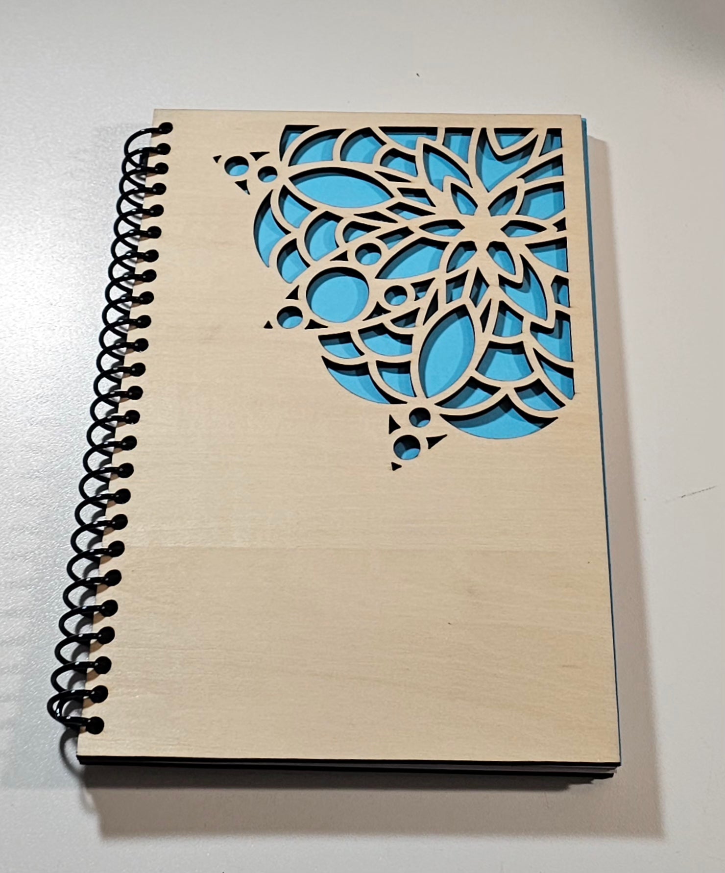 Wood cover notebook - Flowers 1