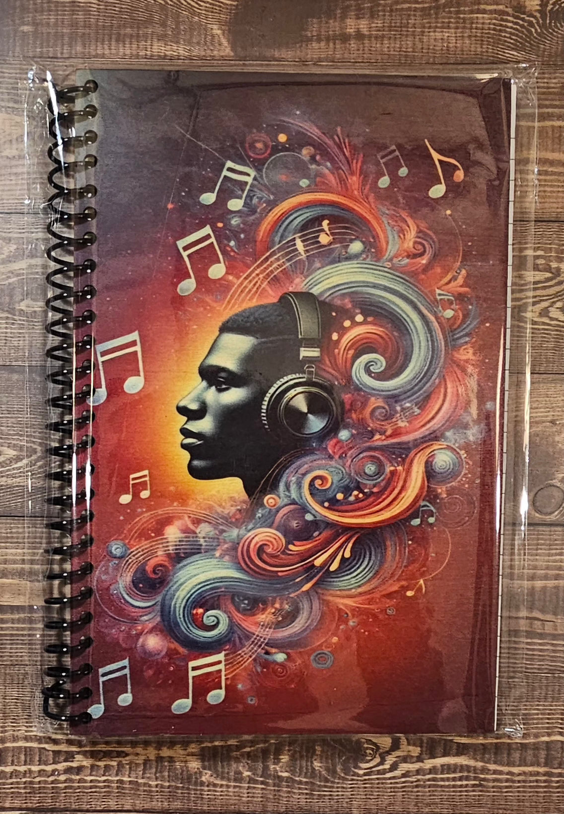 Wood-Covered Notebook - Red music