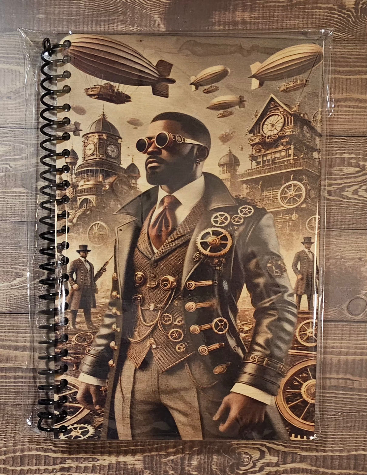 Wood-Covered Notebook - Mens steampunk