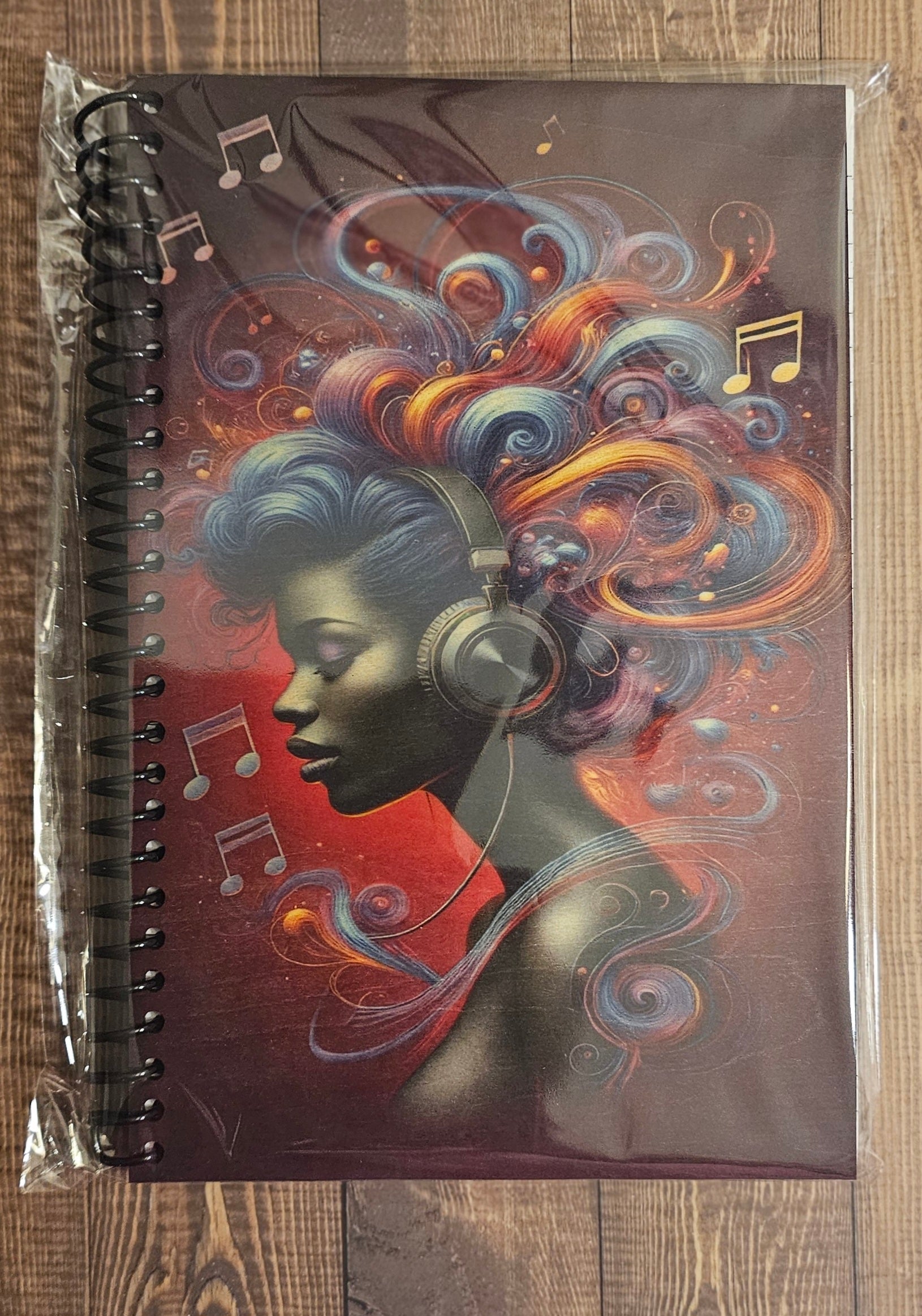 Wood-Covered Notebook - Lady red music