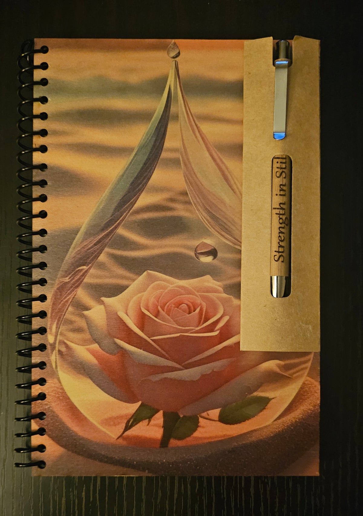 Wood-Covered Notebook & Pen Set (Strength in Stillness)