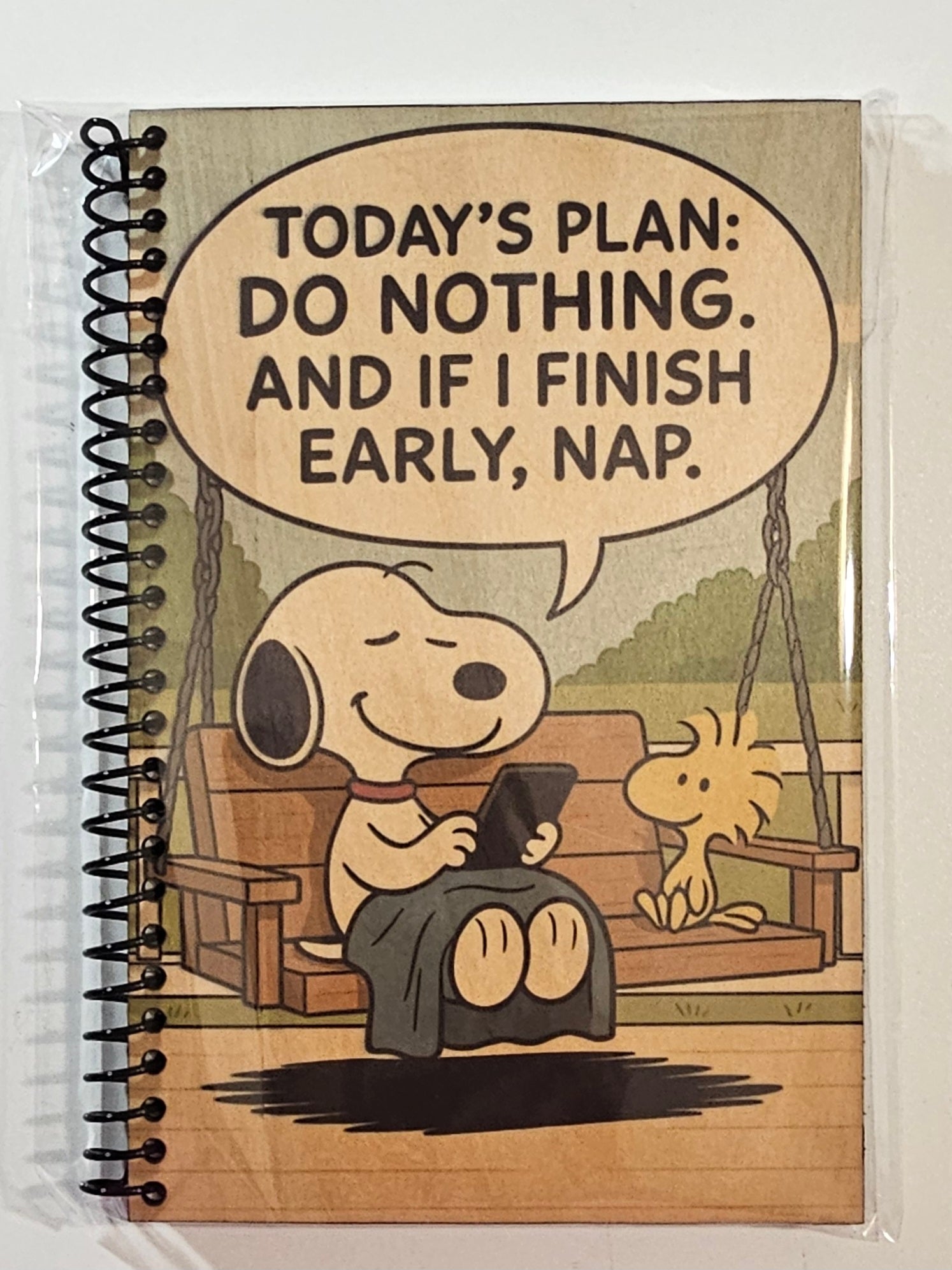 Wood covered notebook - Take a nap