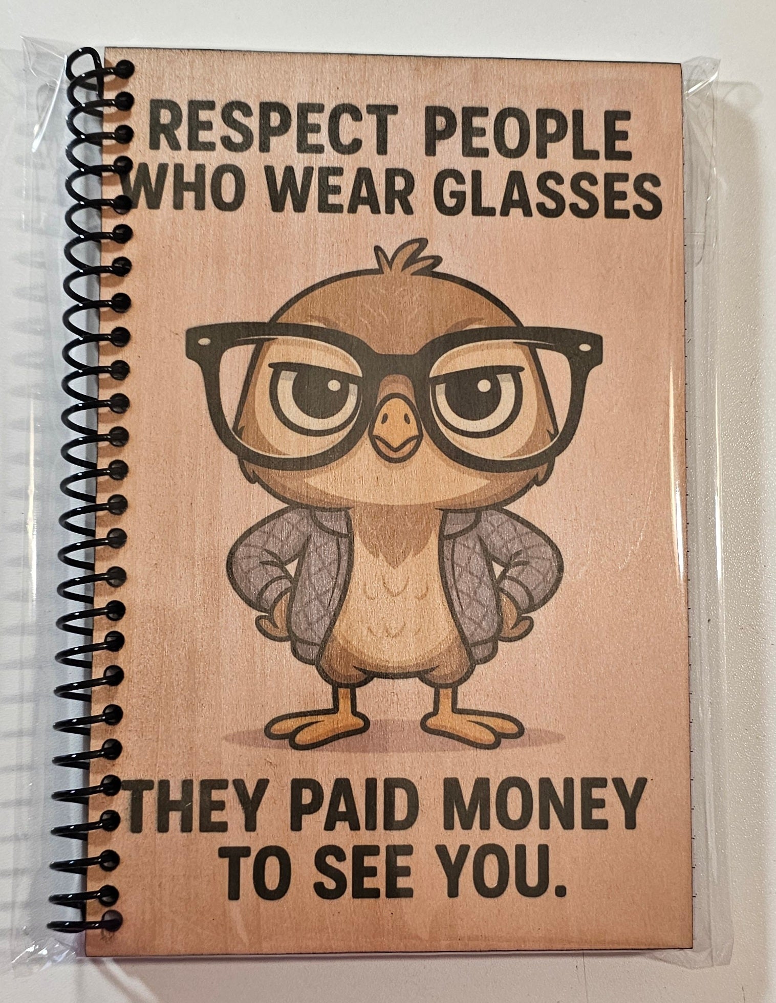 Wood covered notebook - Glasses